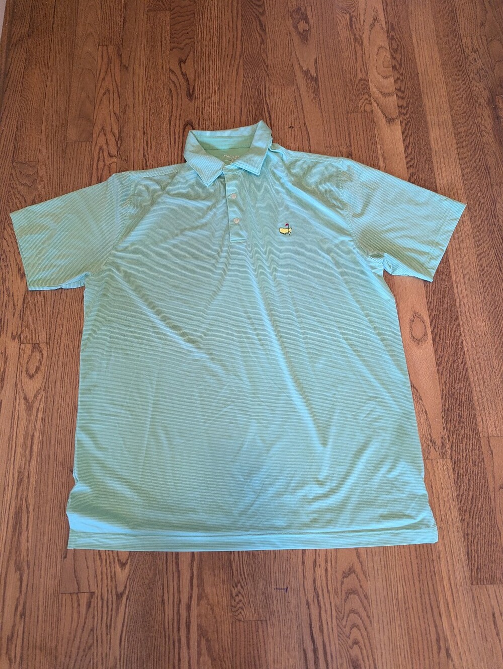 Masters Tech Green Augusta White Striped Men's Golf Polo Shirt XL Short Sleeve